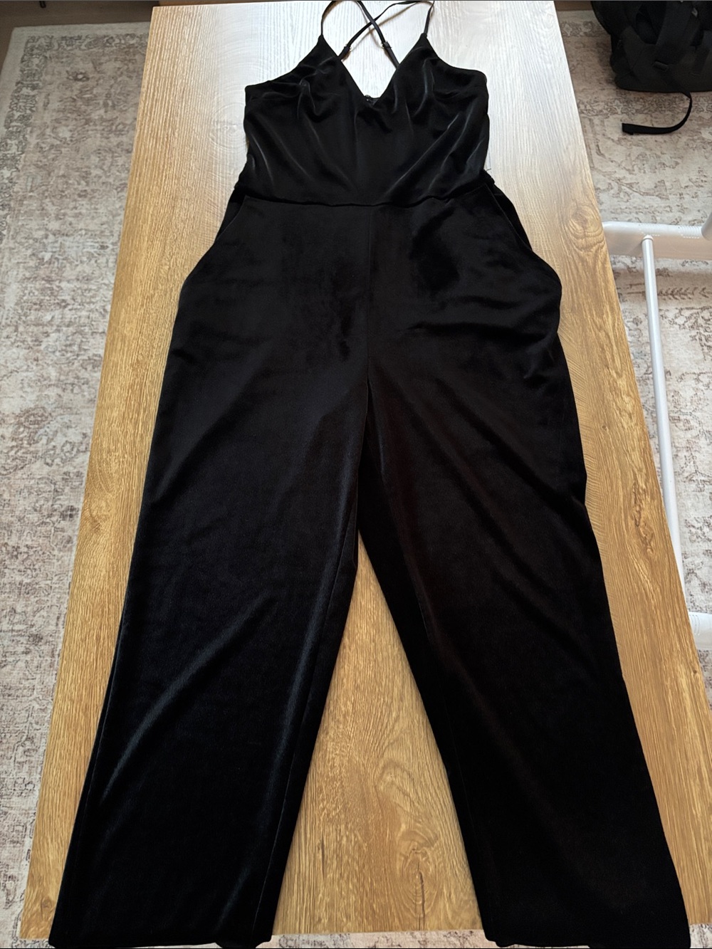 Women's Black Jumpsuit with Strappy V-Neck